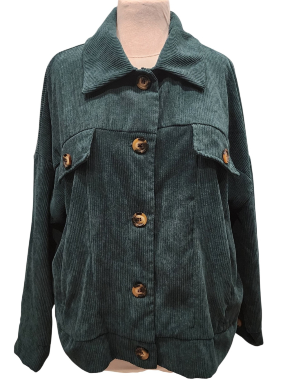 LuLaRoe Womens 2XL Forest Green Corduroy Shacket Jacket Oversized Button Front